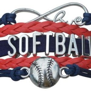 Girls Softball Bracelet - Navy & Red